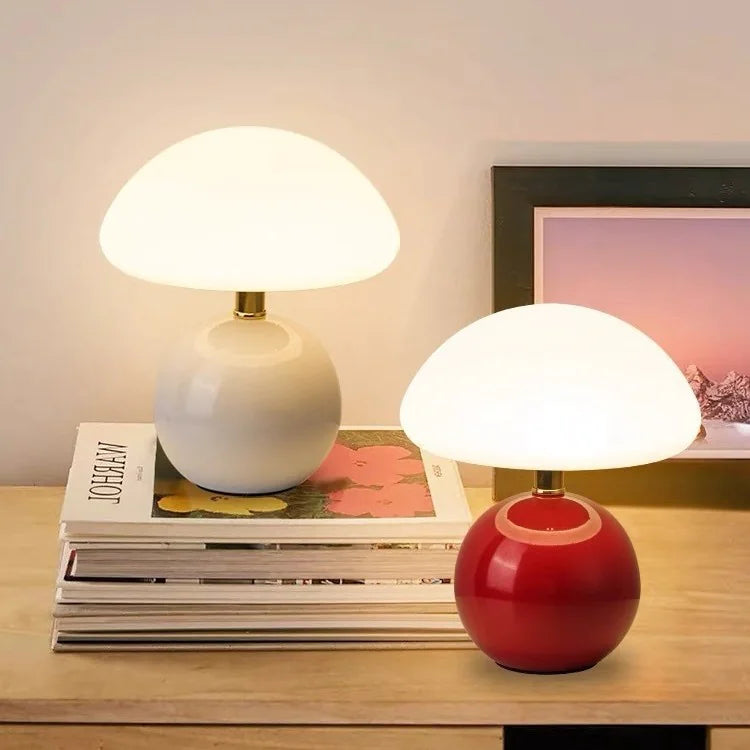 Mushroom Table Lamp Frost Style Eye Protection Bedside Simple Modern Warm