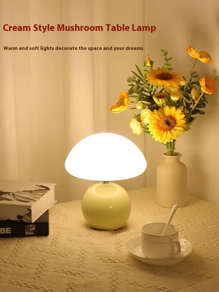Mushroom Table Lamp Frost Style Eye Protection Bedside Simple Modern Warm