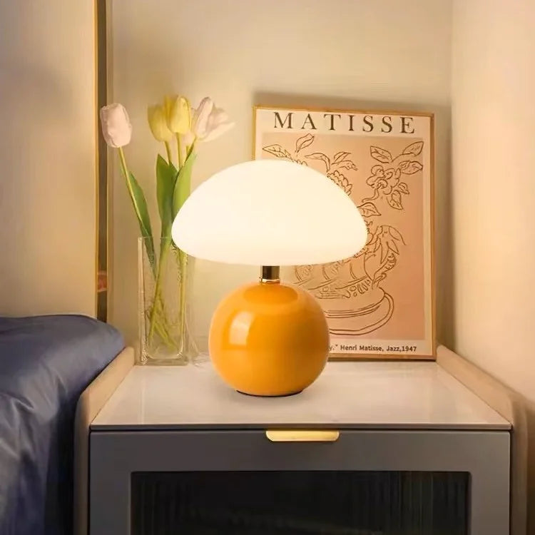 Mushroom Table Lamp Frost Style Eye Protection Bedside Simple Modern Warm