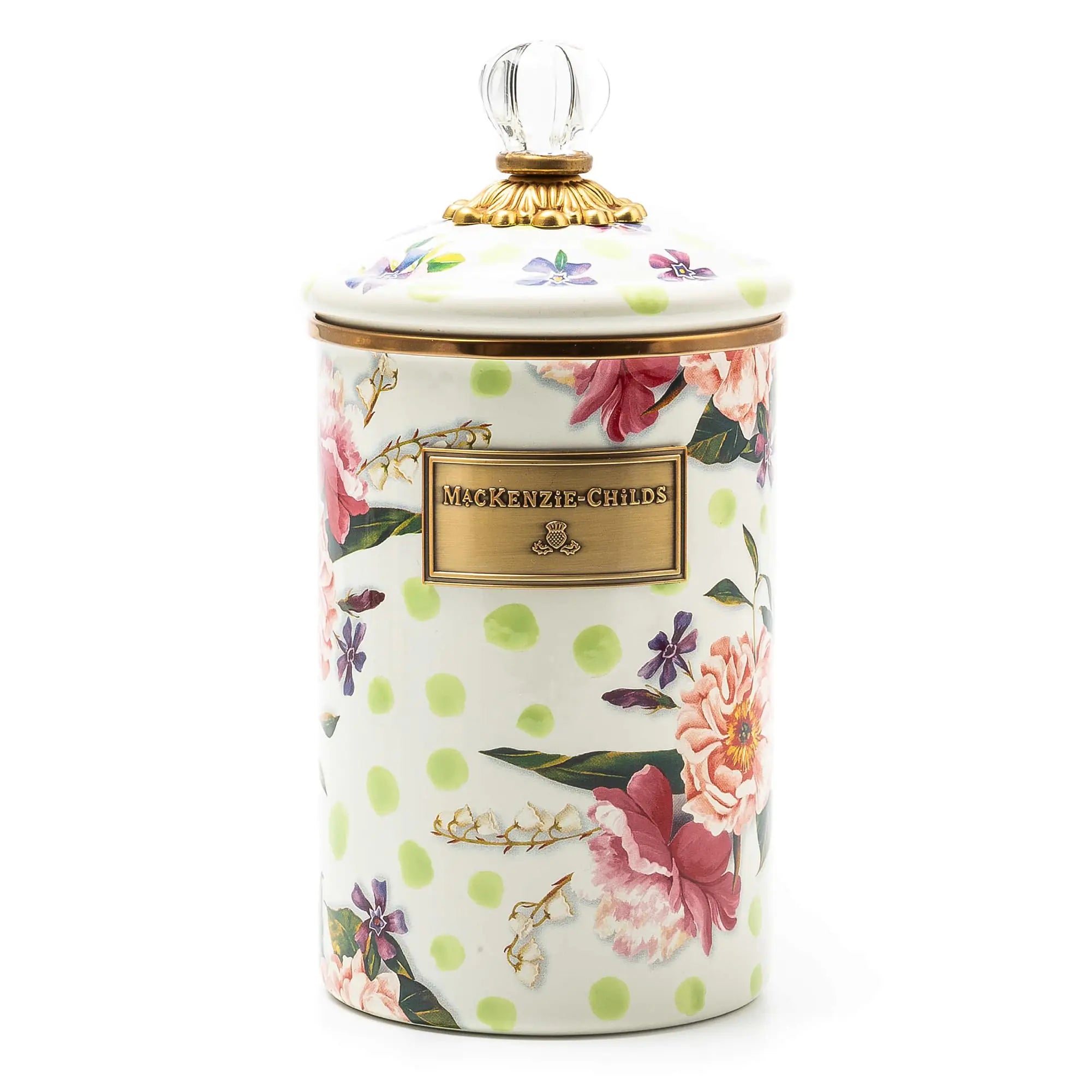 MACKENZIE-CHILDS Wildflowers Enamel Canister Floral Kitchen Storage Container with Lid Large