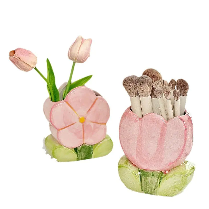 Ceramic Flower Pencil Holder for Desk Organization