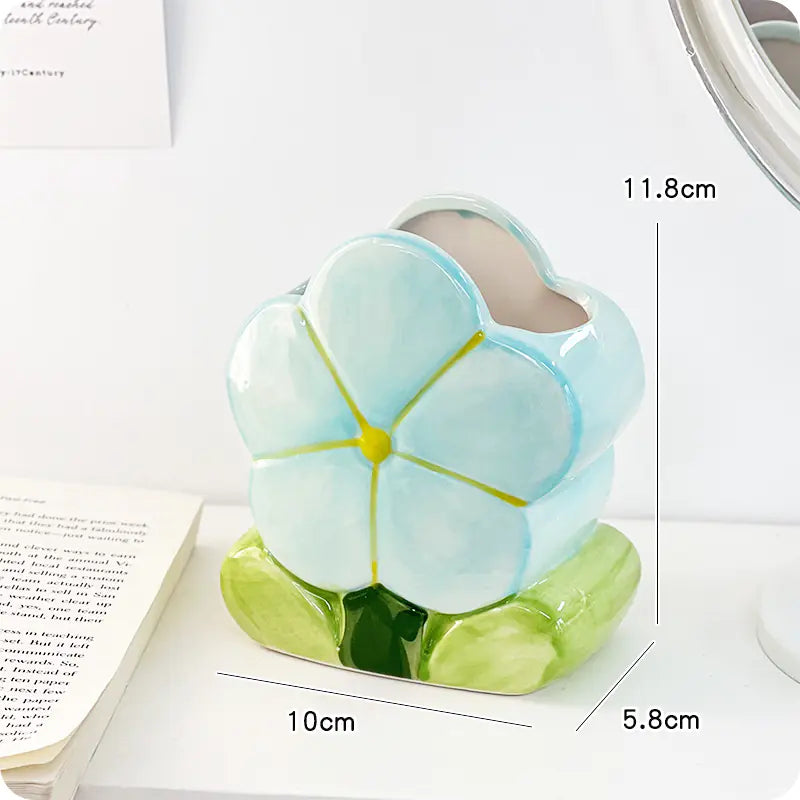 Ceramic Flower Pencil Holder for Desk Organization