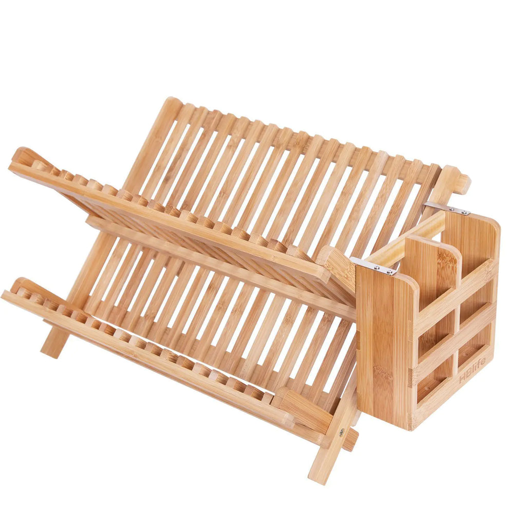Bamboo Folding Dish Rack for Kitchen Organization