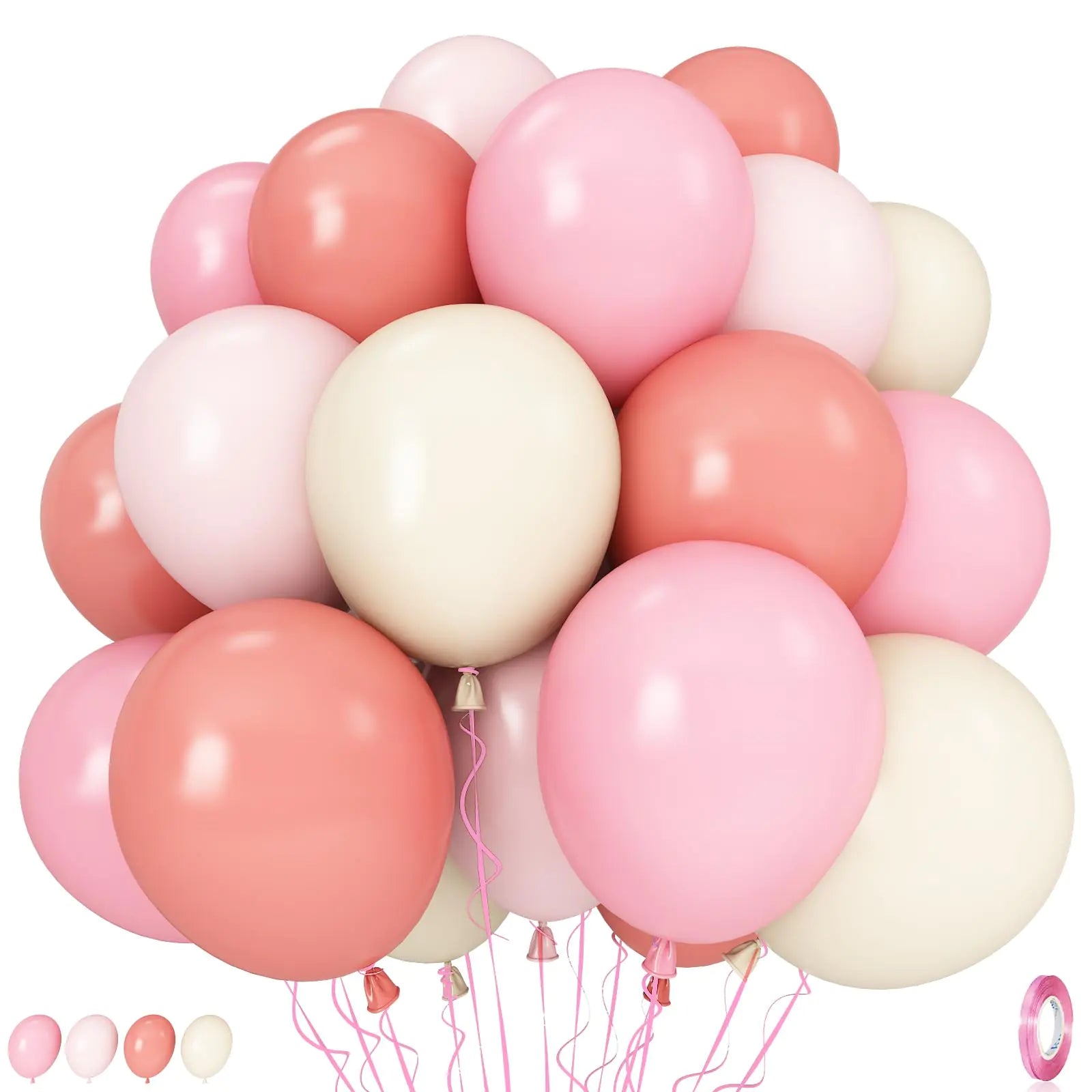 Pink Balloons 35PCS Light Pink Pastel Pink Cream Balloons Dusty Blush Pink Beige Latex Balloons for Girls Women Birthday Wedding Bridal Baby Shower Boho Princess Theme Party Decorations Supplies