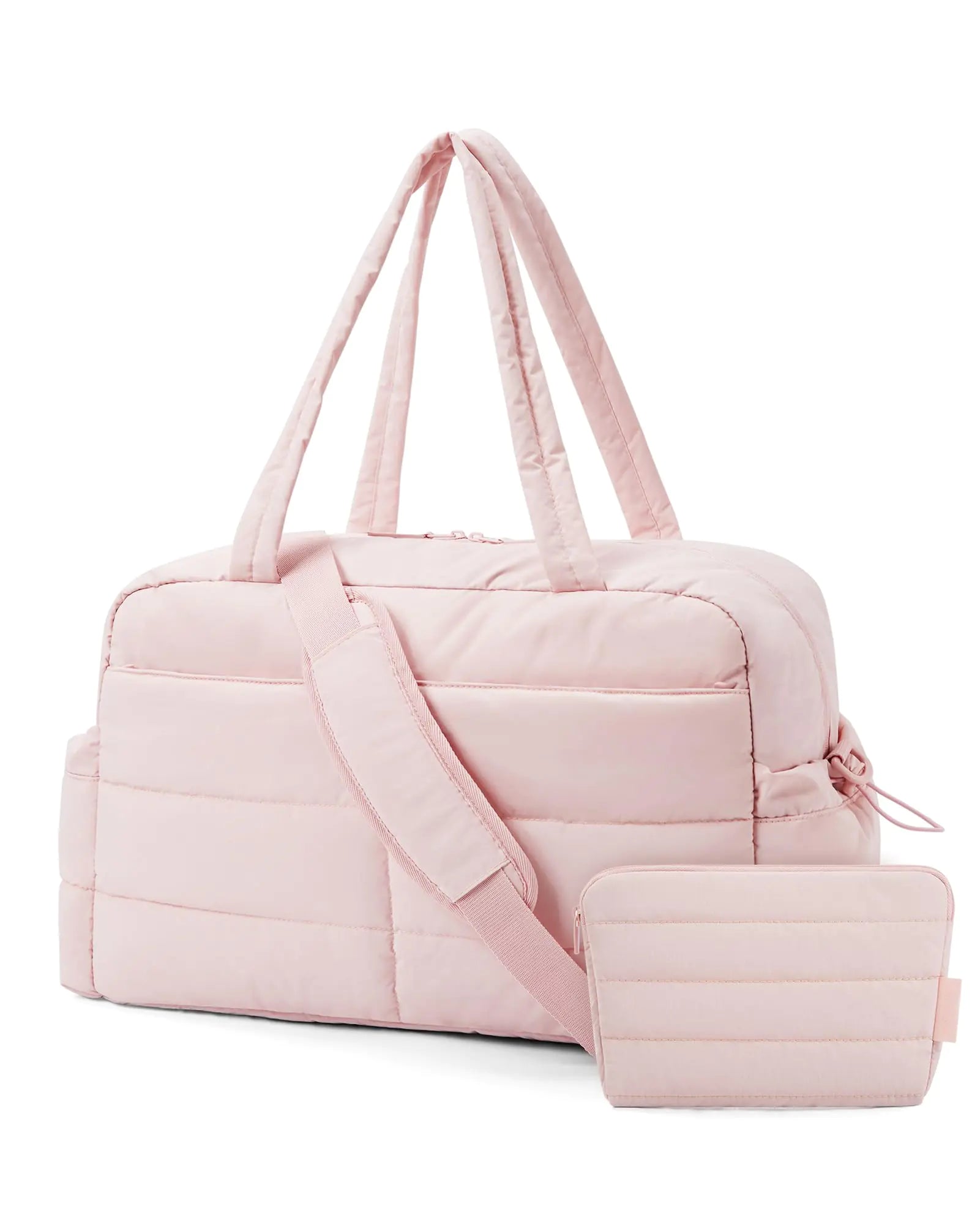 BAGSMART Travel Duffle Bag Gym Bag for Women 31L Puffer Tote Bag Quilted Laptop Carry on Weekender Overnight Bag Organizer Duffel Bag for Travel Pink