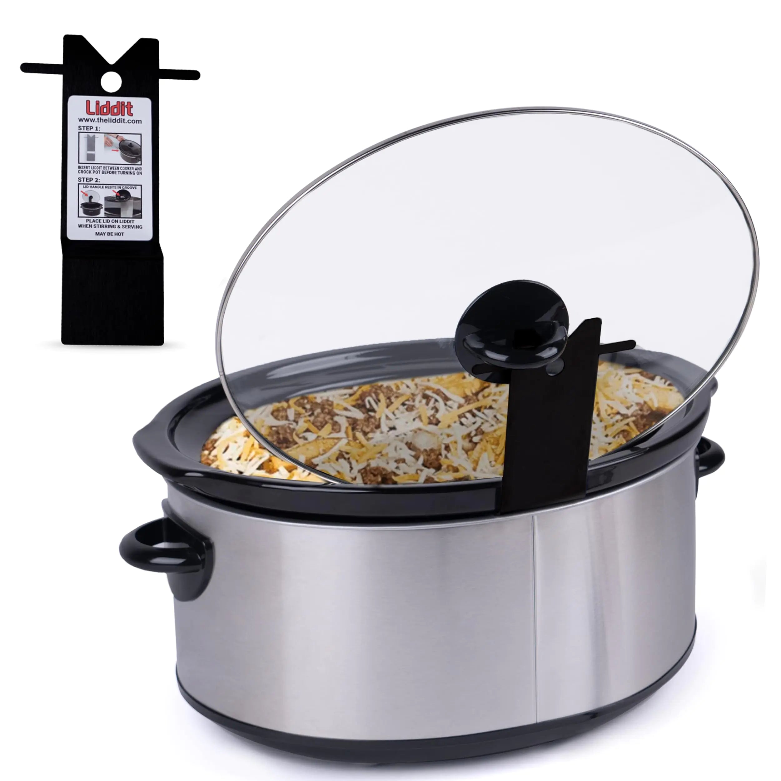 Liddit Crockpot Lid Holder - Easy to Use Crock Pot Lid Holder for Stovetop for Kitchen Organization - Durable and Space-Saving Slow Cooker Lid Holder (Black)