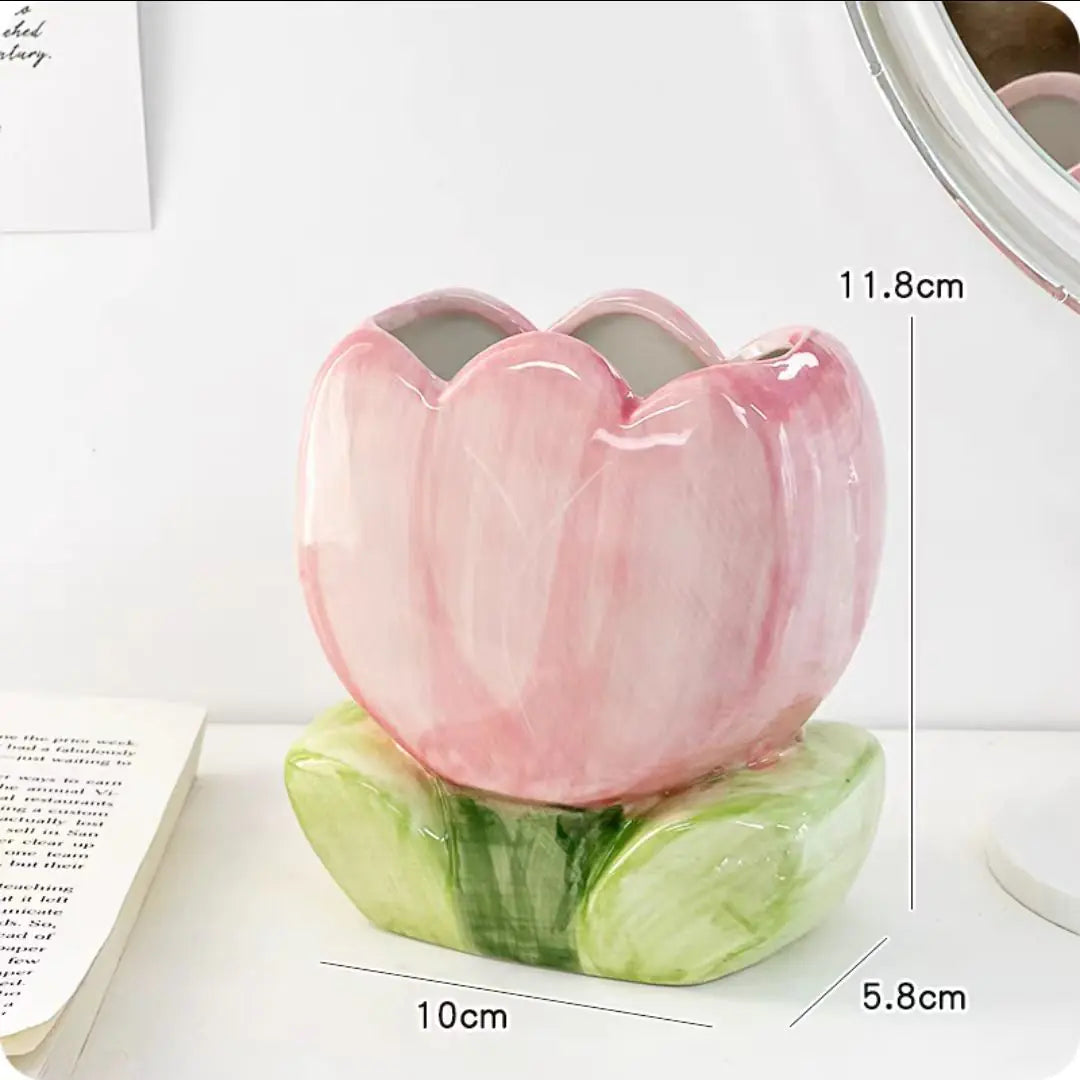 Ceramic Flower Pencil Holder for Desk Organization