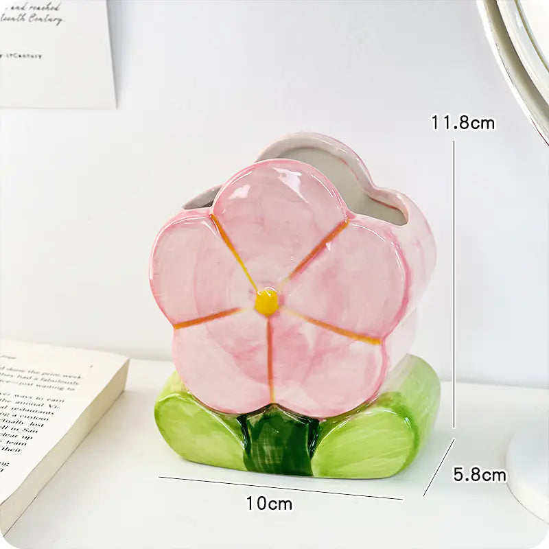 Ceramic Flower Pencil Holder for Desk Organization