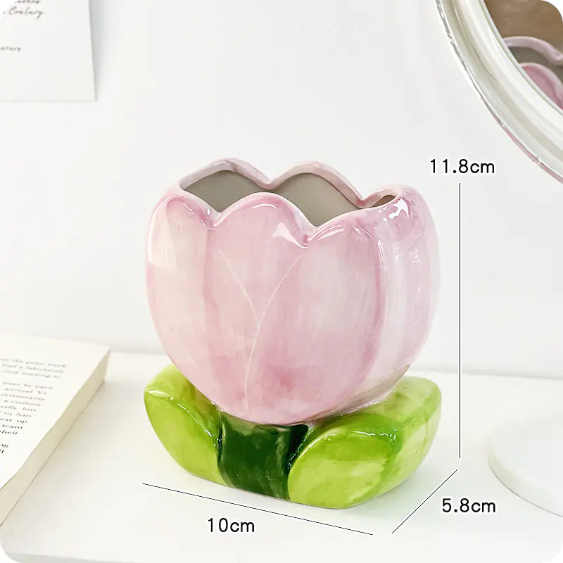 Ceramic Flower Pencil Holder for Desk Organization