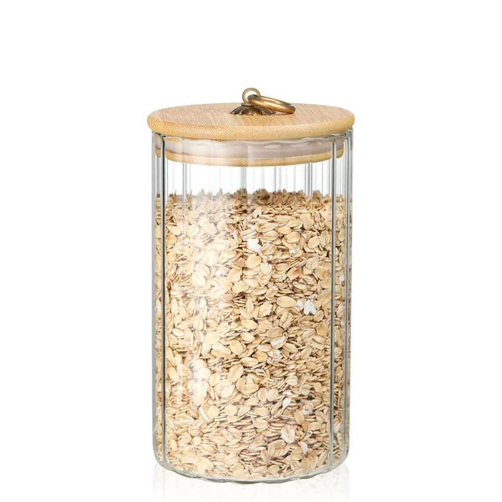Galashield Glass Storage Jar with Bamboo Lid 32 oz | Decorative Glass Canister with Airtight Lid | for Kitchen Pantry Organization